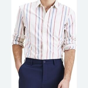 Yves Saint Laurent Red and White Casual Button Down Shirt